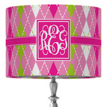 Pink & Green Argyle 16" Drum Lamp Shade - Fabric (Personalized)