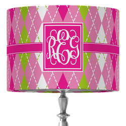 Pink & Green Argyle 16" Drum Lamp Shade - Fabric (Personalized)