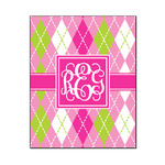 Pink & Green Argyle Wood Print - 16x20 (Personalized)