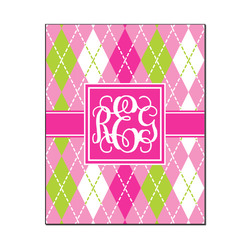 Pink & Green Argyle Wood Print - 16x20 (Personalized)