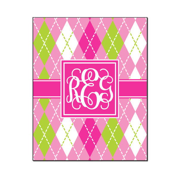 Custom Pink & Green Argyle Wood Print - 16x20 (Personalized)