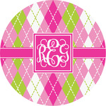 Pink & Green Argyle Multipurpose Round Labels - 2" (Personalized)