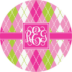 Pink & Green Argyle Multipurpose Round Labels - 2" (Personalized)