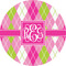 Pink & Green Argyle 2" Multipurpose Round Labels - Single Sticker