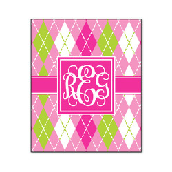 Pink & Green Argyle Wood Print - 20x24 (Personalized)