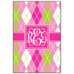 Pink & Green Argyle Wood Print - 20x30 (Personalized)