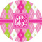 Pink & Green Argyle 3" Multipurpose Round Labels - Single Sticker