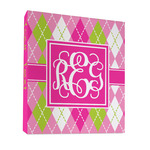 Pink & Green Argyle 3 Ring Binder - Full Wrap - 1" (Personalized)