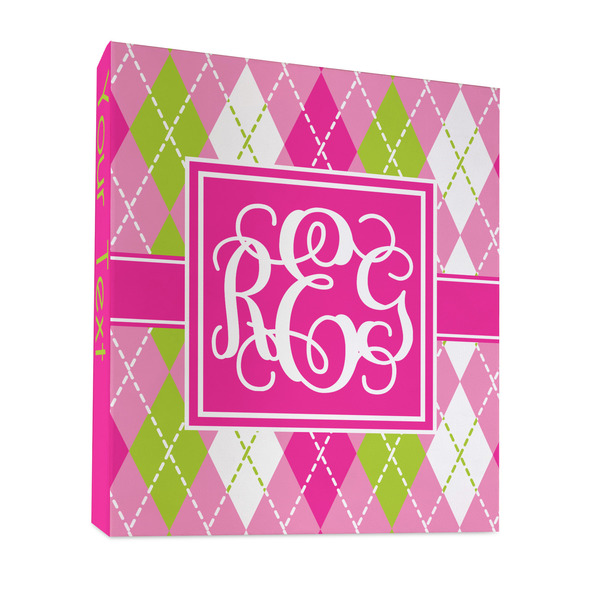 Custom Pink & Green Argyle 3 Ring Binder - Full Wrap - 1" (Personalized)