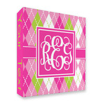 Pink & Green Argyle 3 Ring Binder - Full Wrap - 2" (Personalized)