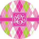 Pink & Green Argyle Multipurpose Round Labels - 5" (Personalized)