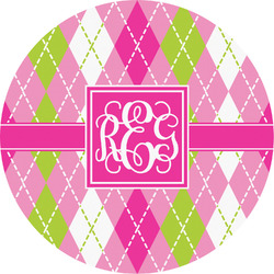 Pink & Green Argyle Multipurpose Round Labels - 5" (Personalized)