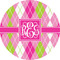 Pink & Green Argyle 5" Multipurpose Round Label - Single Sticker