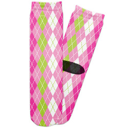 Pink & Green Argyle Adult Crew Socks