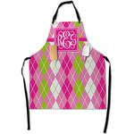 Pink & Green Argyle Apron With Pockets w/ Monogram