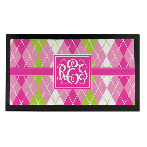 Custom Pink & Green Argyle Bar Mat - Small (Personalized)