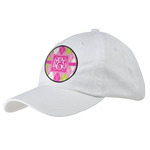 Pink & Green Argyle Baseball Cap - White (Personalized)