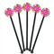 Pink & Green Argyle Black Plastic 5.5" Stir Stick - Round - Fan View