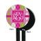 Pink & Green Argyle Black Plastic 5.5" Stir Stick - Single Sided - Round - Front & Back