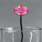 Pink & Green Argyle Black Plastic 7" Stir Stick - Oval - Main