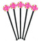 Pink & Green Argyle Black Plastic 7" Stir Stick - Round - Fan View