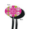 Pink & Green Argyle Black Plastic 7" Stir Stick - Single Sided - Oval - Front & Back