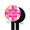 Pink & Green Argyle Black Plastic 7" Stir Stick - Single Sided - Round - Front & Back