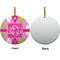 Pink & Green Argyle Ceramic Flat Ornament - Circle Front & Back (APPROVAL)