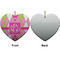 Pink & Green Argyle Ceramic Flat Ornament - Heart Front & Back (APPROVAL)