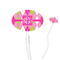 Pink & Green Argyle Clear Plastic 7" Stir Stick - Oval - Closeup