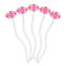 Pink & Green Argyle Clear Plastic 7" Stir Stick - Oval - Fan