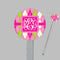 Pink & Green Argyle Clear Plastic 7" Stir Stick - Round - Closeup