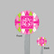 Pink & Green Argyle Clear Plastic 7" Stir Stick - Round - Front & Back