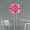 Pink & Green Argyle Clear Plastic 7" Stir Stick - Round - Main