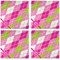 Pink & Green Argyle Cloth Napkins - Personalized Dinner (APPROVAL) Set of 4