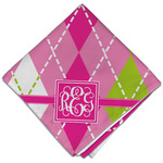 Pink & Green Argyle Cloth Dinner Napkin - Single w/ Monogram