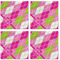 Pink & Green Argyle Cloth Napkins - Personalized Lunch (APPROVAL) Set of 4