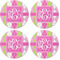 Pink & Green Argyle Coaster Round Rubber Back - Apvl