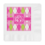 Pink & Green Argyle Embossed Decorative Napkins (Personalized)