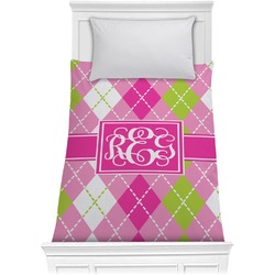 Pink & Green Argyle Comforter - Twin XL (Personalized)