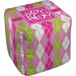 Pink & Green Argyle Cube Pouf Ottoman - 18" (Personalized)