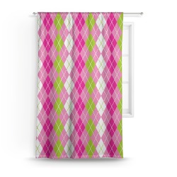 Pink & Green Argyle Curtain - 50"x84" Panel