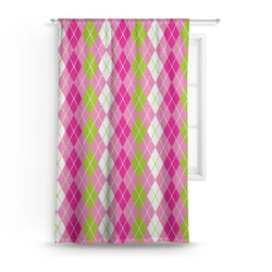 Pink & Green Argyle Curtain Panel - Custom Size