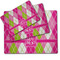 Pink & Green Argyle Dog Food Mat - MAIN (sm, med, lrg)