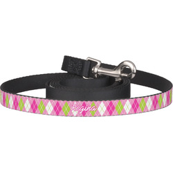 Pink & Green Argyle Dog Leash (Personalized)