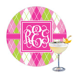 Pink & Green Argyle Printed Drink Topper - 3.25" (Personalized)