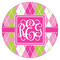 Pink & Green Argyle Drink Topper - Medium - Single