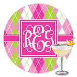 Pink & Green Argyle Printed Drink Topper - 3.5" (Personalized)