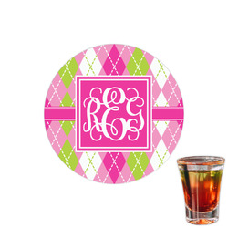 Pink & Green Argyle Printed Drink Topper - 1.5" (Personalized)