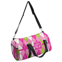 Pink & Green Argyle Duffel Bag - Large (Personalized)